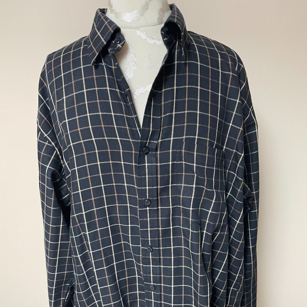Van Husen Plaid Cotton/Poly Button Up Shirt